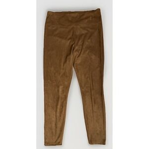 Soft Surroundings Size M Faux Suede Ankle Leggings Camel Tan Pull On Stretch EUC